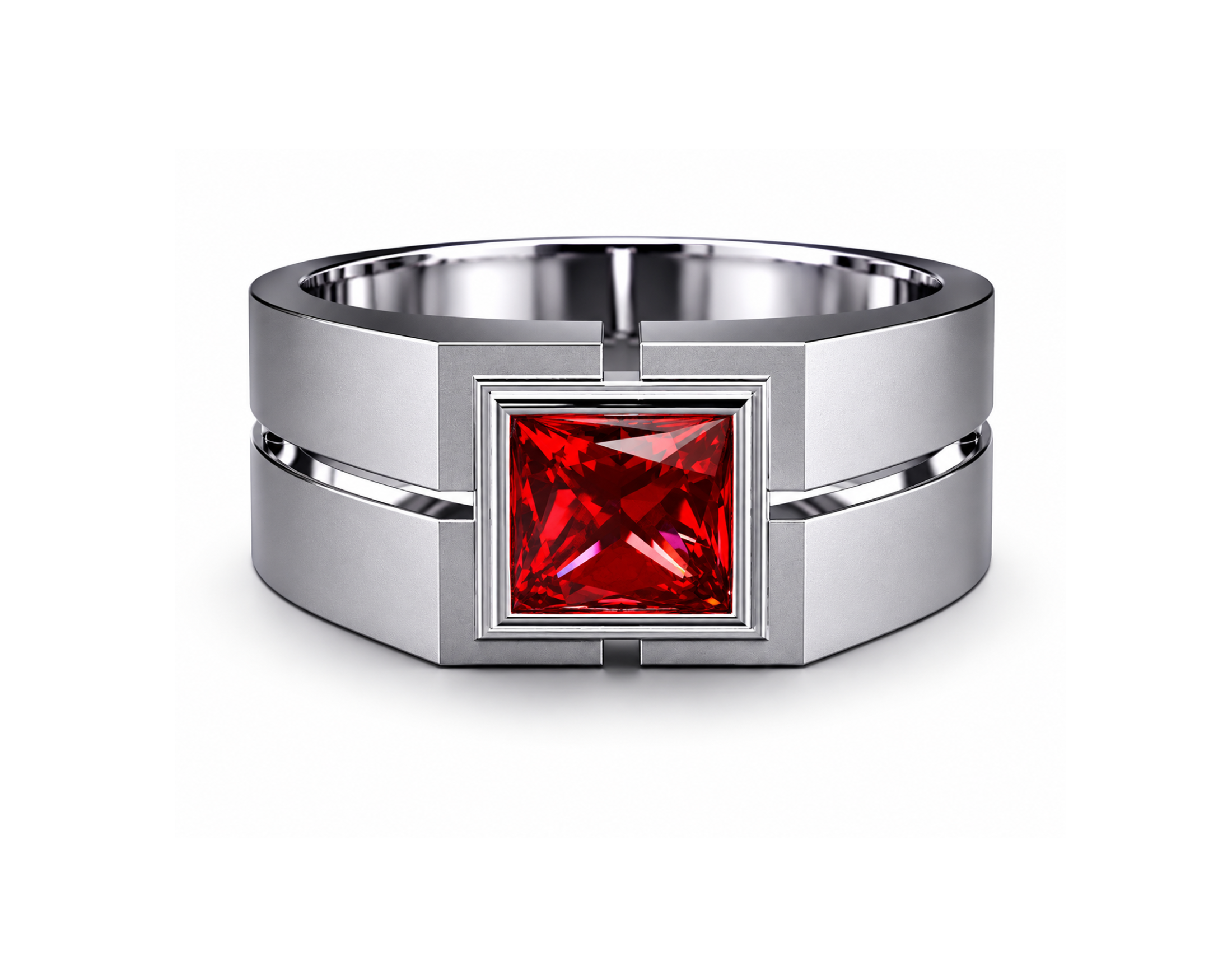 Серебряное кольцо 925 пробы с искусственно выращенным рубином