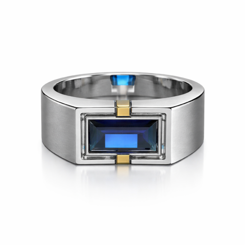 Серебряное кольцо 925 пробы с гидротермальным сапфиром, W0001