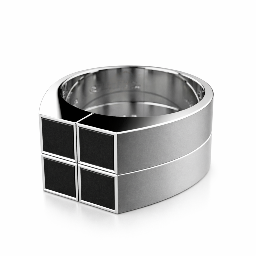 Серебряное кольцо 925 пробы с черной эмалью, W0002